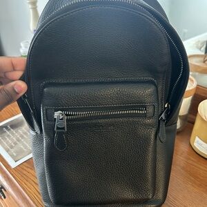 Coach Black Leather Backpack